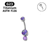 Opal CZ Titanium Belly Button Ring