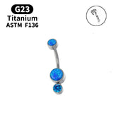 Opal CZ Titanium Belly Button Ring