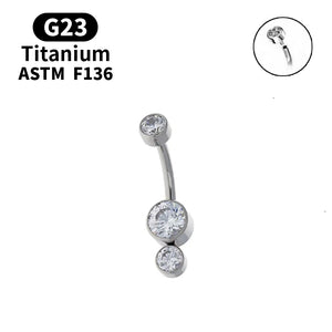 Opal CZ Titanium Belly Button Ring