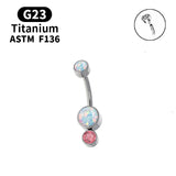 Opal CZ Titanium Belly Button Ring