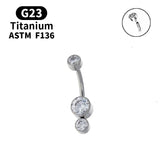 Opal CZ Titanium Belly Button Ring