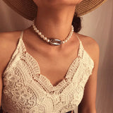 Vintage Pearl Shell Choker Necklace Wedding Party Jewelry