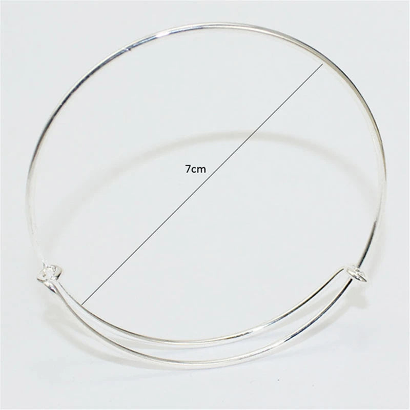 Women 6.5cm Bracelet Expandable Silver Bangles DIY Charm Jewellery Lot