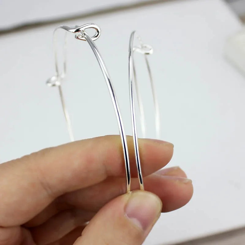 Women 6.5cm Bracelet Expandable Silver Bangles DIY Charm Jewellery Lot