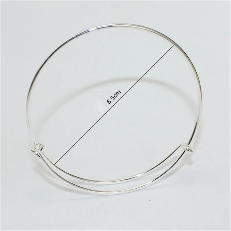 Women 6.5cm Bracelet Expandable Silver Bangles DIY Charm Jewellery Lot