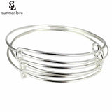 Women 6.5cm Bracelet Expandable Silver Bangles DIY Charm Jewellery Lot