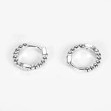 Silver 925 Small Hoop Earrings Beaded Ear Jewelry for Women