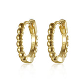 Silver 925 Small Hoop Earrings Beaded Ear Jewelry for Women