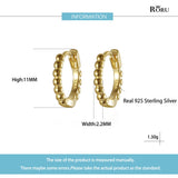 Silver 925 Small Hoop Earrings Beaded Ear Jewelry for Women