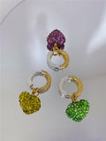 Soleil Rhinestone Heart Hoop Earrings 18k Plated