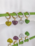 Soleil Rhinestone Heart Hoop Earrings 18k Plated