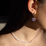 Soleil Rhinestone Heart Hoop Earrings 18k Plated