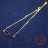 925 Silver Heart Charm Bracelet with Purple Zircon Stone