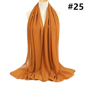 Solid Chiffon Hijab Scarf Soft Plain Shawls Wraps