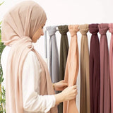 Solid Chiffon Hijab Scarf Soft Plain Shawls Wraps