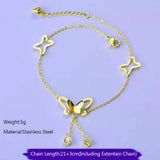 Women Stainless Steel Butterfly Pendant Foot Chain Anklet Jewelry