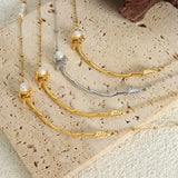 Stainless Steel Chain Necklace with Freshwater Pearl Pendant