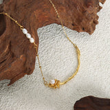 Stainless Steel Chain Necklace with Freshwater Pearl Pendant
