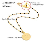 Women SS Necklace Vintage St. Benedict Virgin Mary Jesus Pendant Rosary Chain