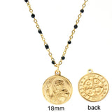 Women SS Necklace Vintage St. Benedict Virgin Mary Jesus Pendant Rosary Chain