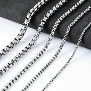 Women Stainless Steel Necklace 2/3/4/5/6mm Round Box Link Chain