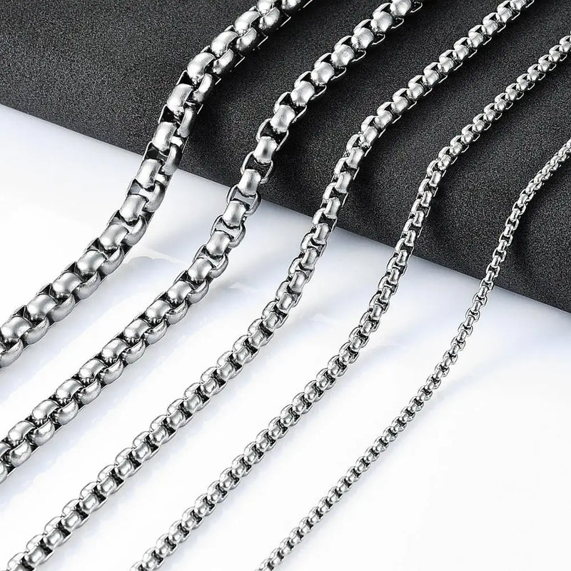 Women Stainless Steel Necklace 2/3/4/5/6mm Round Box Link Chain