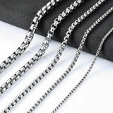Women Stainless Steel Necklace 2/3/4/5/6mm Round Box Link Chain