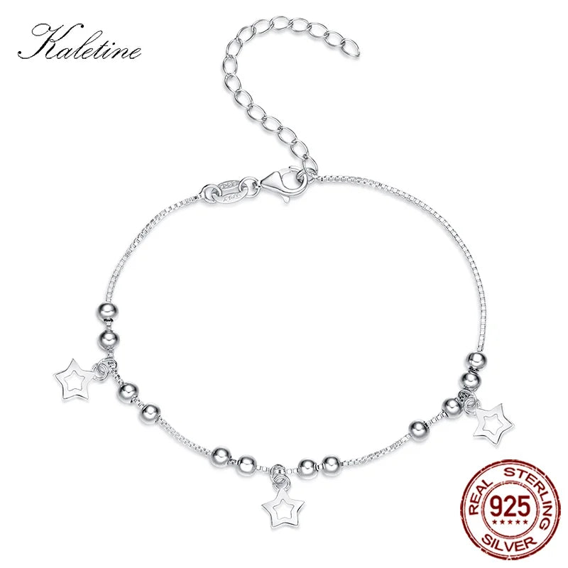 Sterling Silver Star Bracelet with Beads for Women
