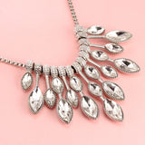 Women Crystal Rhinestone Choker Necklace with Stone Drop Beads