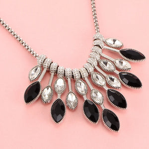 Women Crystal Rhinestone Choker Necklace with Stone Drop Beads