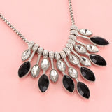 Women Crystal Rhinestone Choker Necklace with Stone Drop Beads