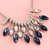 Women Crystal Rhinestone Choker Necklace with Stone Drop Beads