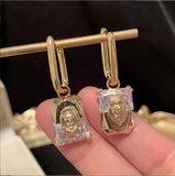 Red Zircon Asymmetrical Flash Earrings - New Arrival