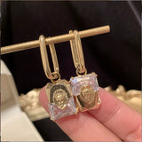 Red Zircon Asymmetrical Flash Earrings - New Arrival