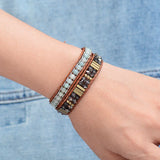 Vintage Amazonite Stone Crystal Wrap Bracelet