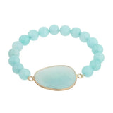 Women Stretchy Amazonite Charm Bracelet Natural Stone Jewelry