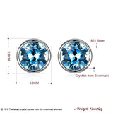 S925 Crystal Stud Earrings Party Jewelry 925 Silver Lady Round