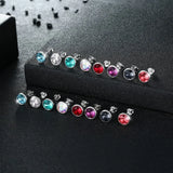 S925 Crystal Stud Earrings Party Jewelry 925 Silver Lady Round