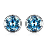 S925 Crystal Stud Earrings Party Jewelry 925 Silver Lady Round