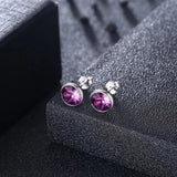 S925 Crystal Stud Earrings Party Jewelry 925 Silver Lady Round