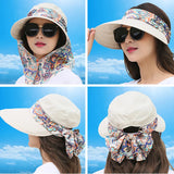 Women Summer Sun Hat Anti-UV Beach Sunscreen Floral Print Wide Brim Hat