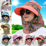 Women Summer Sun Hat Anti-UV Beach Sunscreen Floral Print Wide Brim Hat