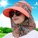 Women Summer Sun Hat Anti-UV Beach Sunscreen Floral Print Wide Brim Hat