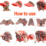 Women Summer Sun Hat Anti-UV Beach Sunscreen Floral Print Wide Brim Hat