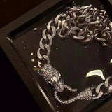Snake Metal Cuban Chain Necklace for Gothic Party Rhinestone Choker Jewelry