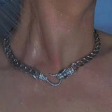 Snake Metal Cuban Chain Necklace for Gothic Party Rhinestone Choker Jewelry