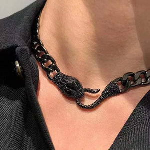 Snake Metal Cuban Chain Necklace for Gothic Party Rhinestone Choker Jewelry