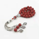Red Stone Muslim Bracelet 33 Rosary Bead Islamic Accessory