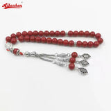 Red Stone Muslim Bracelet 33 Rosary Bead Islamic Accessory