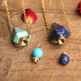 Small Natural Roses Quartz Pendulum Perfume Bottle Necklace